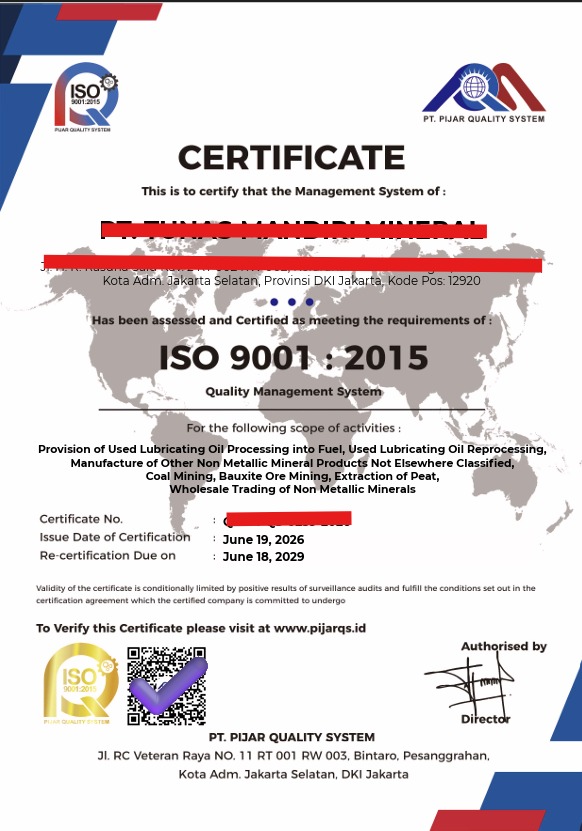Contoh Sertifikat ISO Non-Akreditasi - sampel 1