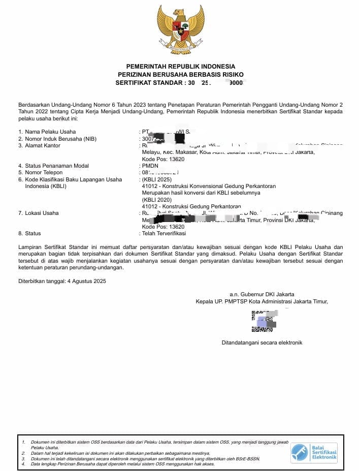 Contoh Sertifikat Standar Konstruksi - sampel kedua